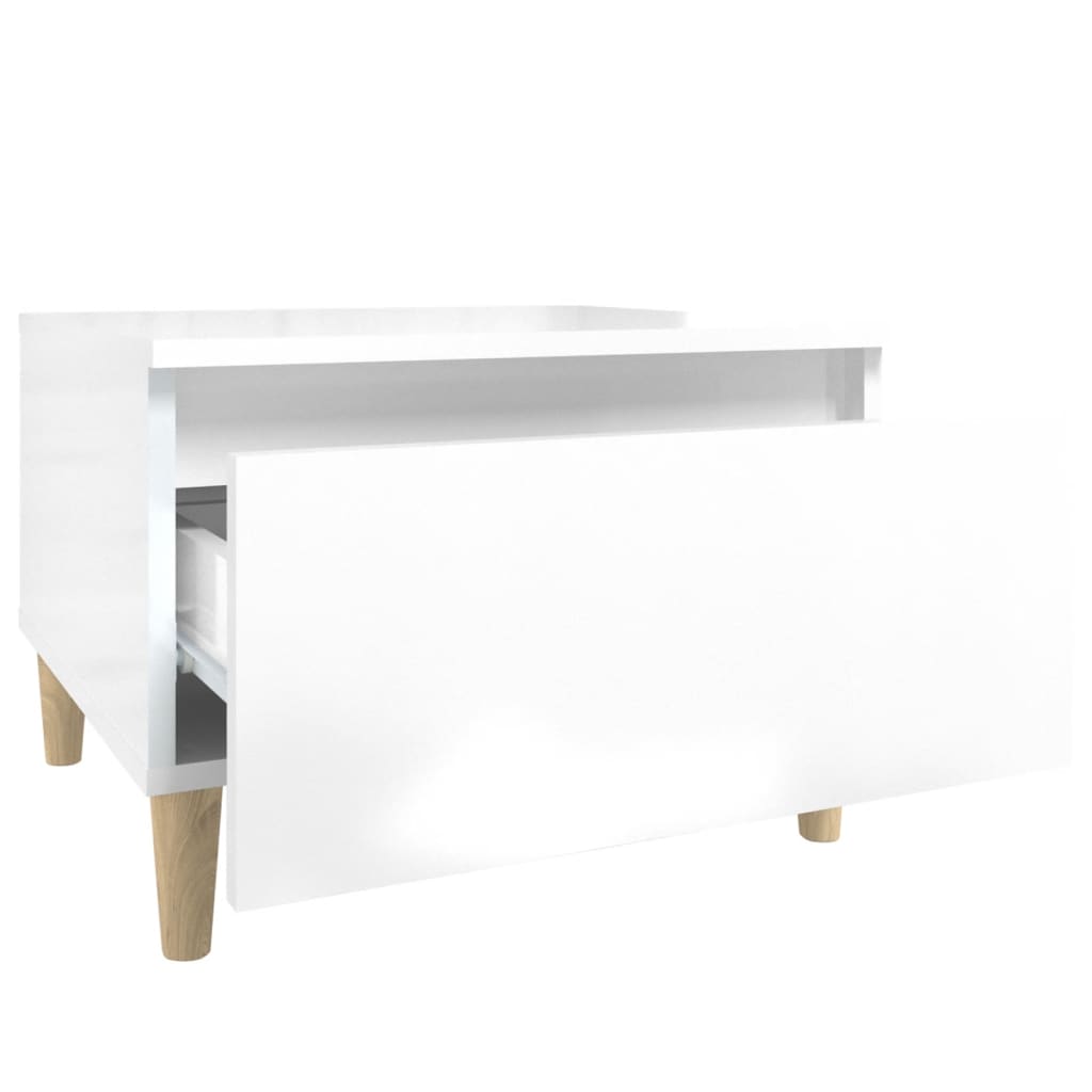 vidaXL Mesa de apoio 50x46x35 cm derivados de madeira branco brilhante