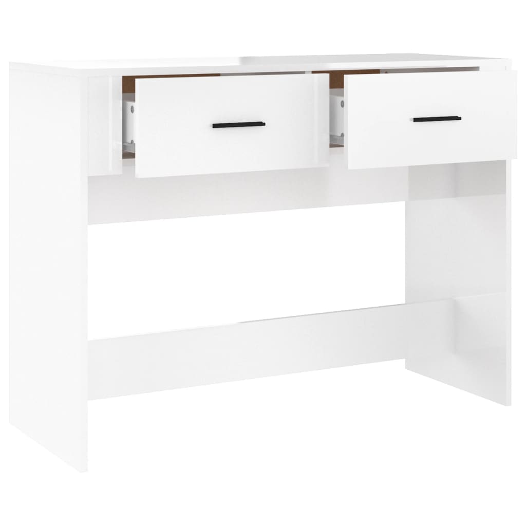 vidaXL Mesa consola 100x39x75 cm derivados de madeira branco brilhante