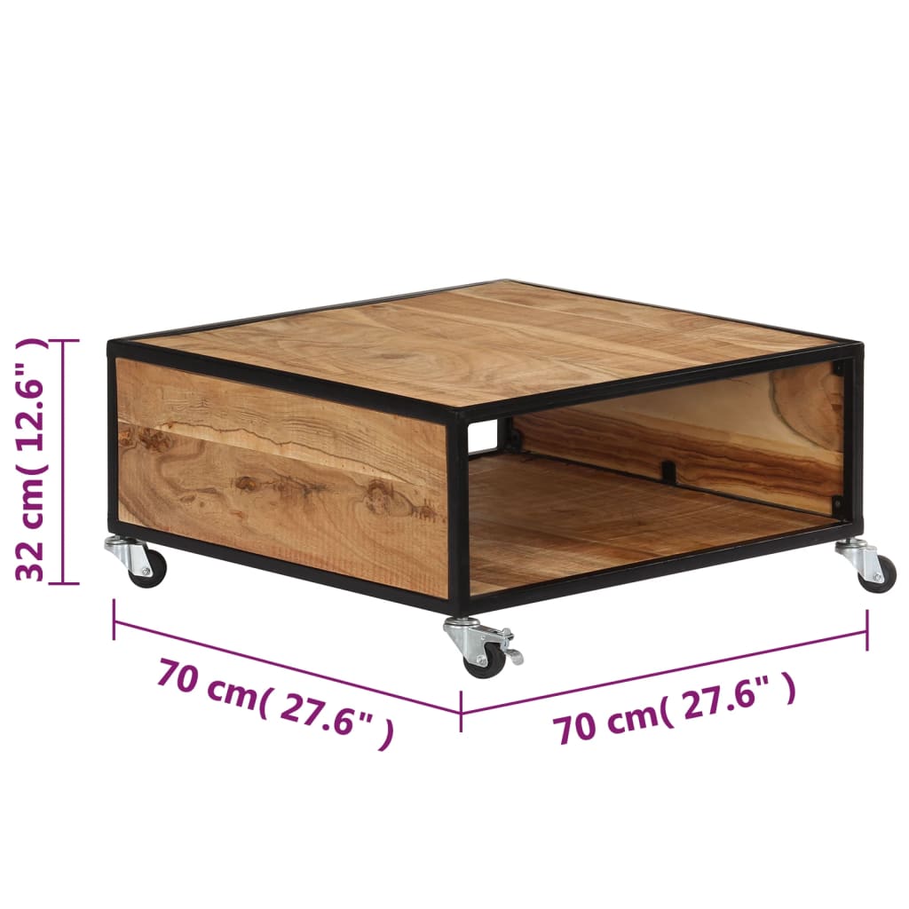 vidaXL Mesa de centro 70x70x32 cm madeira de acácia maciça