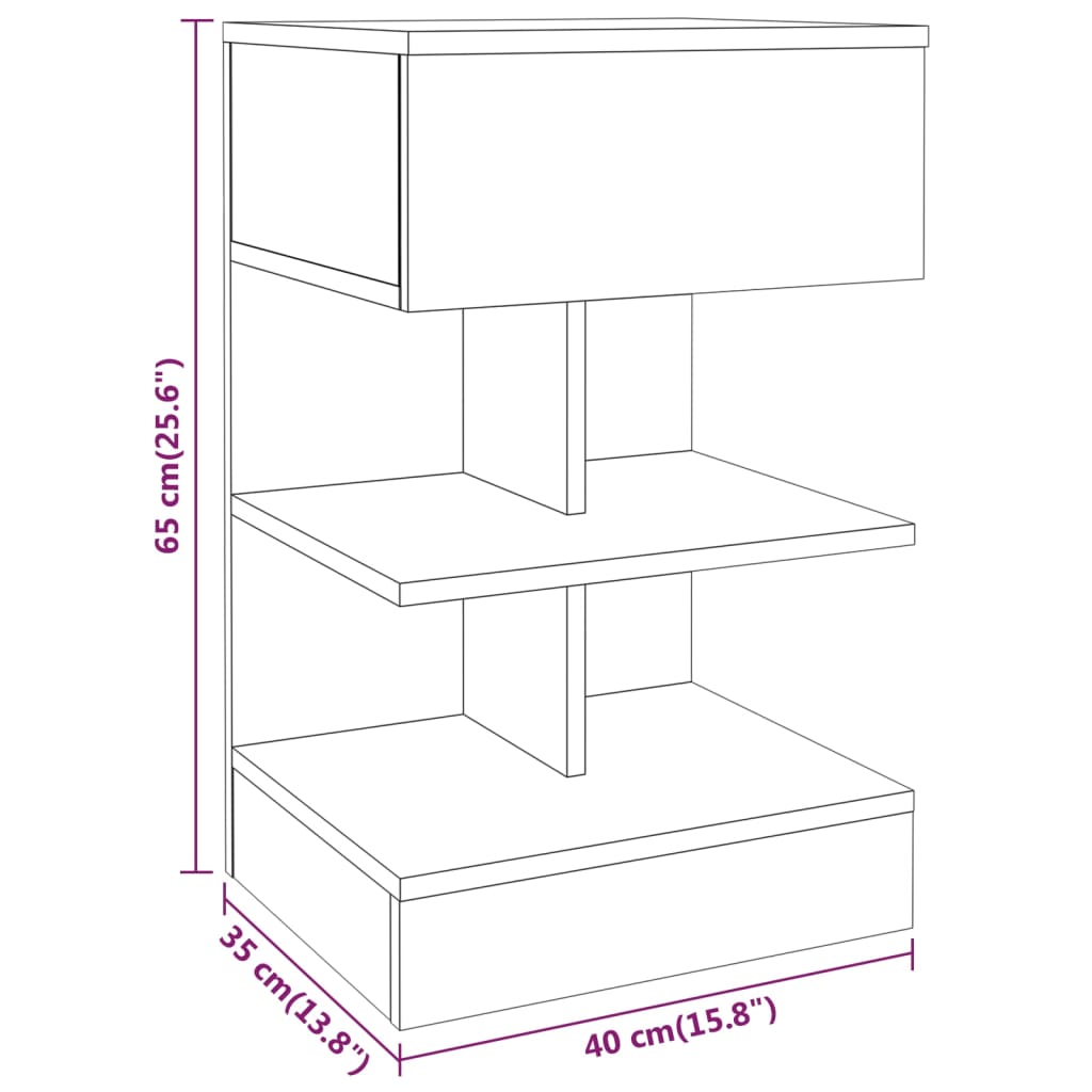 vidaXL Mesa cabeceira 2pcs 48x35x65cm derivado madeira carvalho fumado