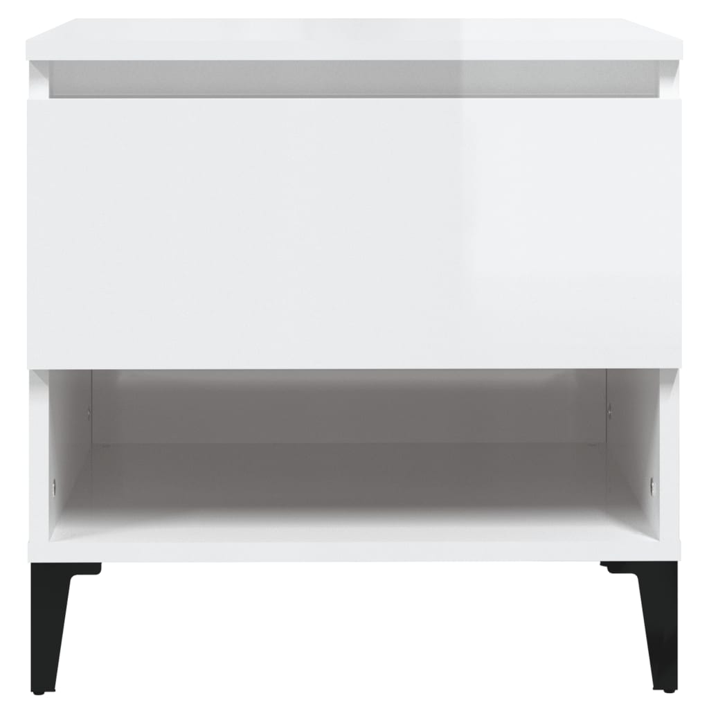 vidaXL Mesa de apoio 50x46x50 cm derivados de madeira branco brilhante