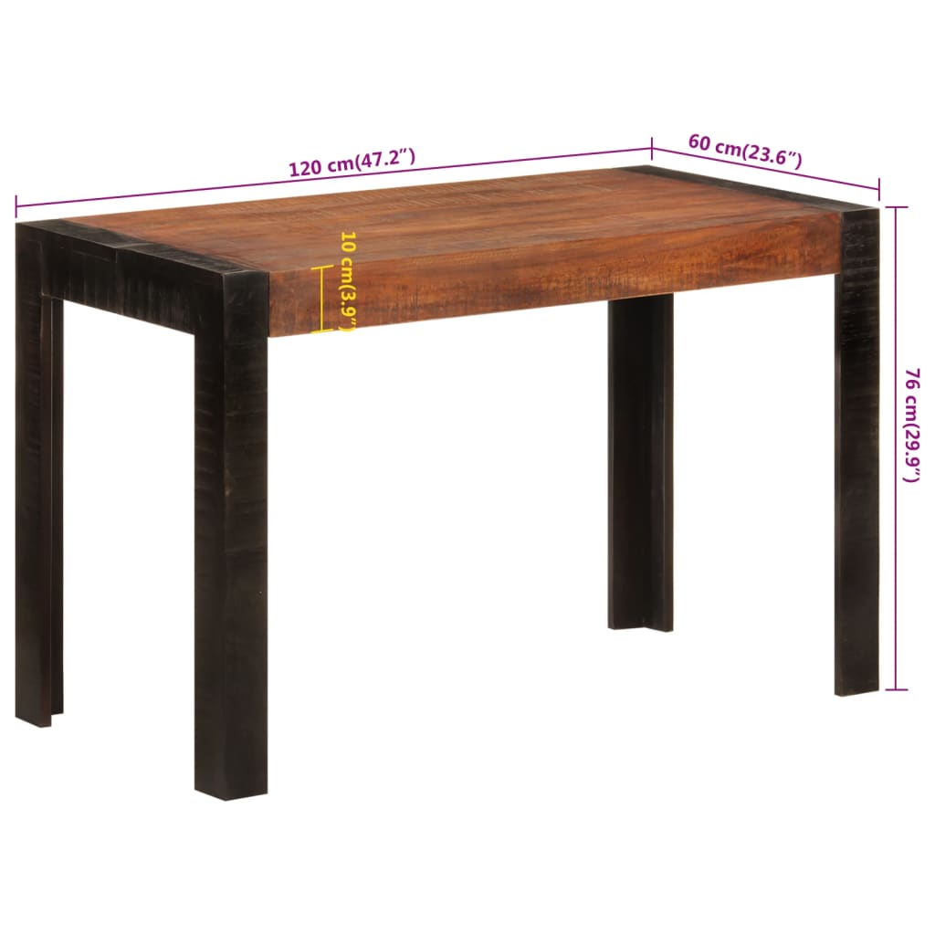 vidaXL Mesa de jantar 120x60x76 cm mangueira maciça castanho-mel