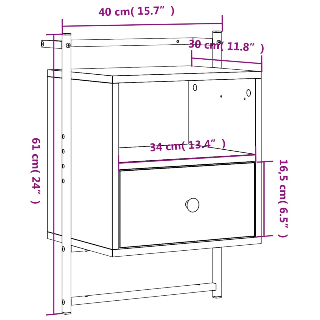 vidaXL Mesas cabeceira 2 pcs 40x30x61cm deriv. madeira carvalho sonoma