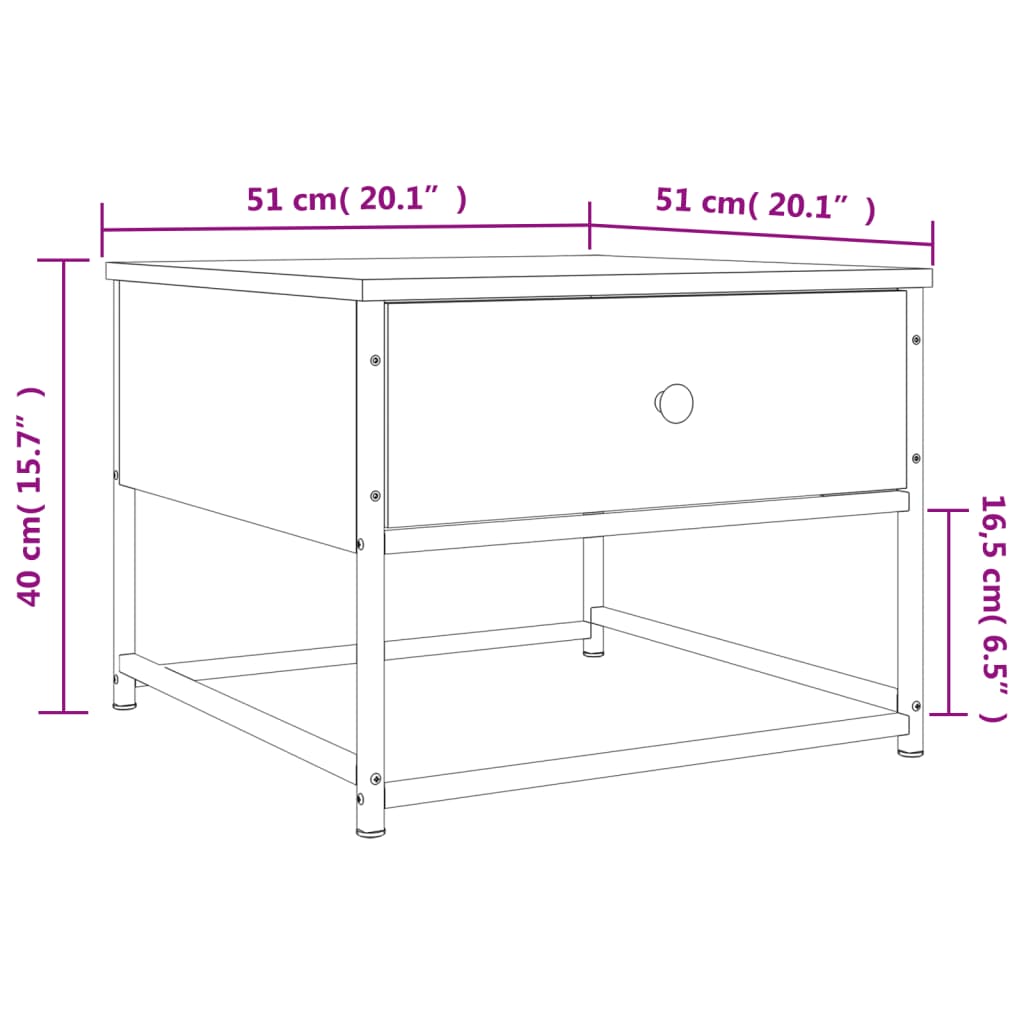 vidaXL Mesa de centro 51x51x40 cm derivados de madeira cinza sonoma