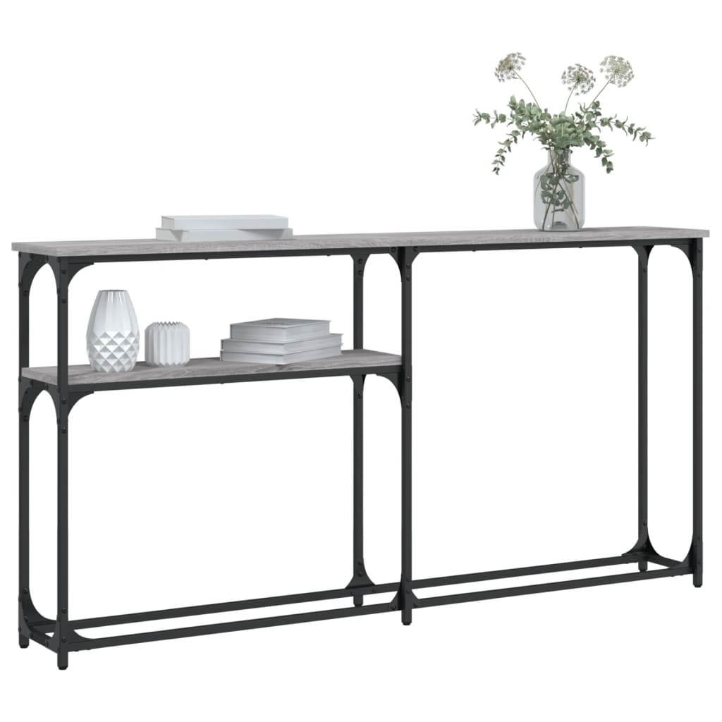 vidaXL Mesa consola 145x22,5x75cm derivados de madeira cinzento sonoma