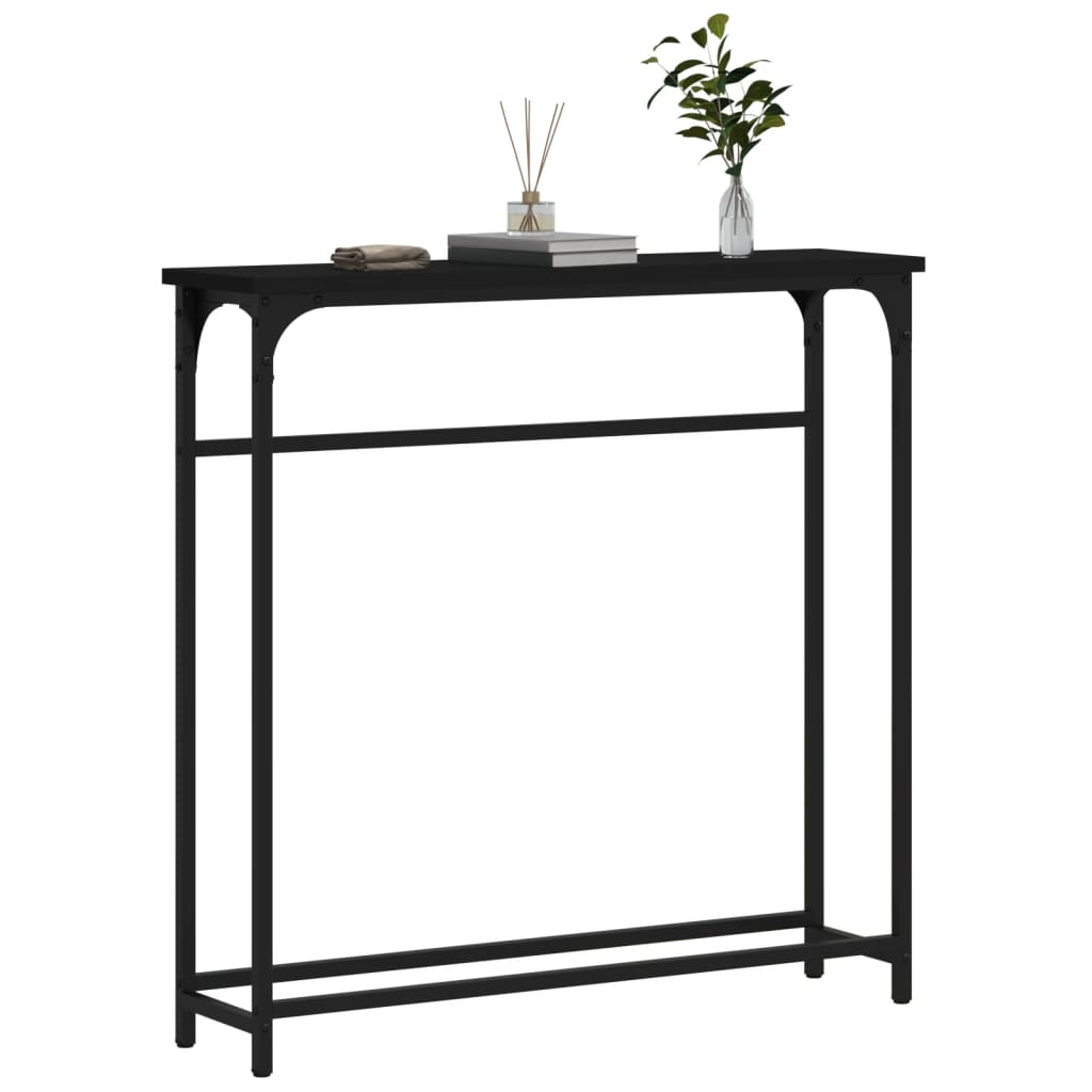 vidaXL Mesa consola 75x19,5x75 cm derivados de madeira preto