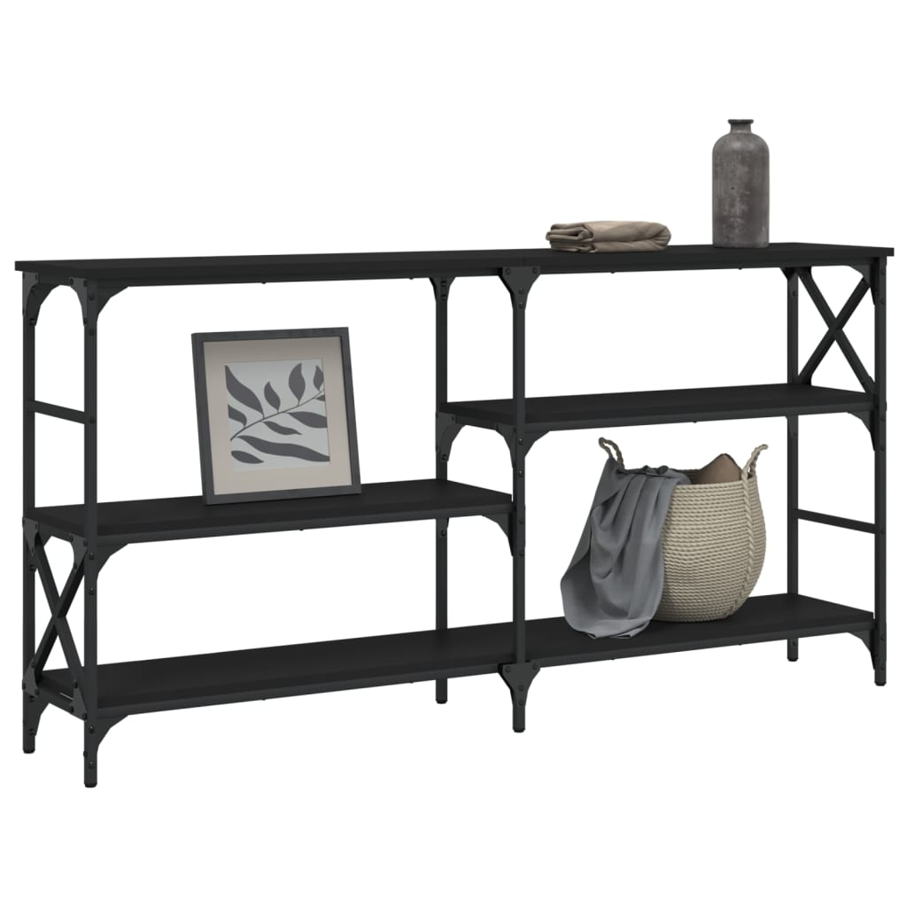 vidaXL Mesa consola 150x29x76,5 cm derivados de madeira preto