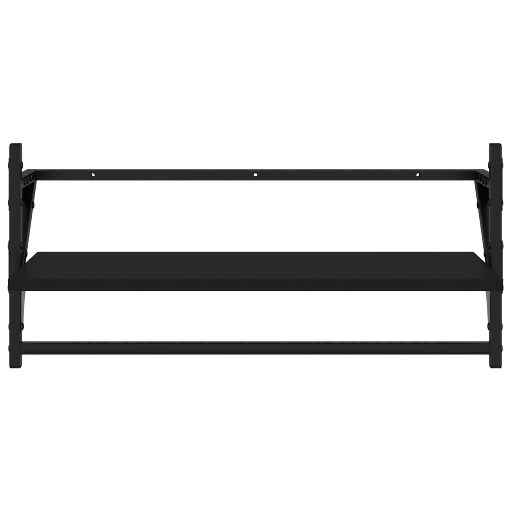 vidaXL Prateleiras de parede com barras 2 pcs 65x25x30 cm preto