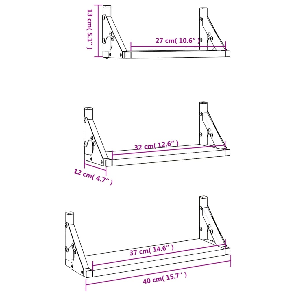 vidaXL 3 pcs prateleiras parede derivados de madeira carvalho sonoma