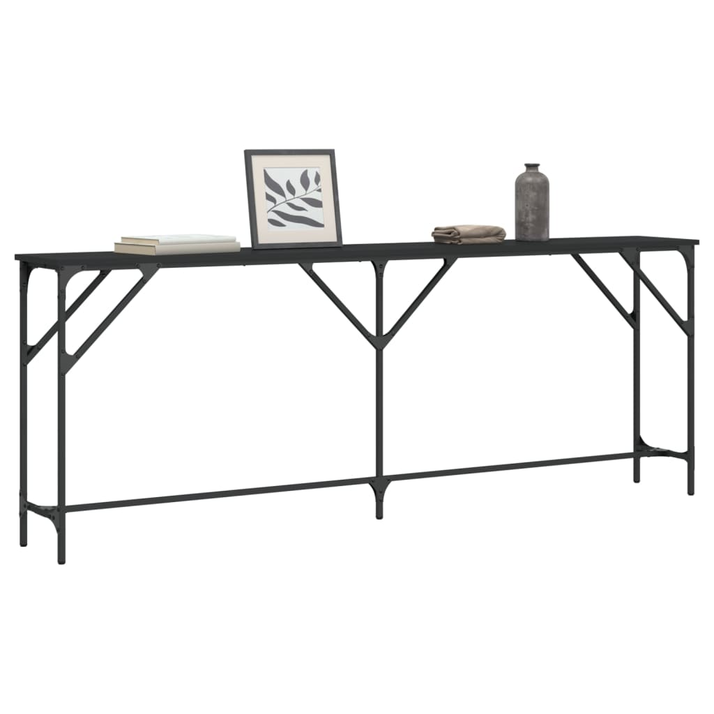 vidaXL Mesa consola 200x29x75 cm derivados de madeira preto