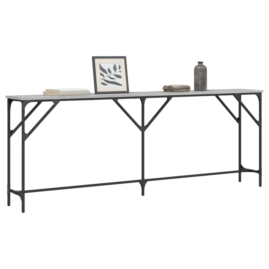 vidaXL Mesa consola 200x29x75 cm derivados de madeira cinzento sonoma