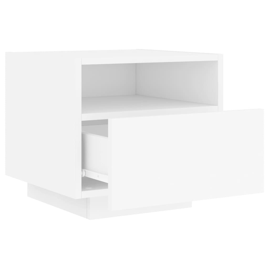 vidaXL Mesas de cabeceira com luzes LED 2 pcs 40x39x37 cm branco