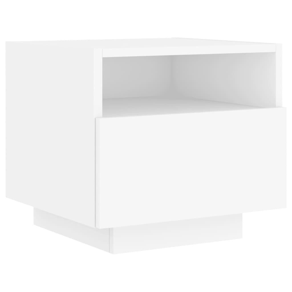 vidaXL Mesas de cabeceira com luzes LED 2 pcs 40x39x37 cm branco