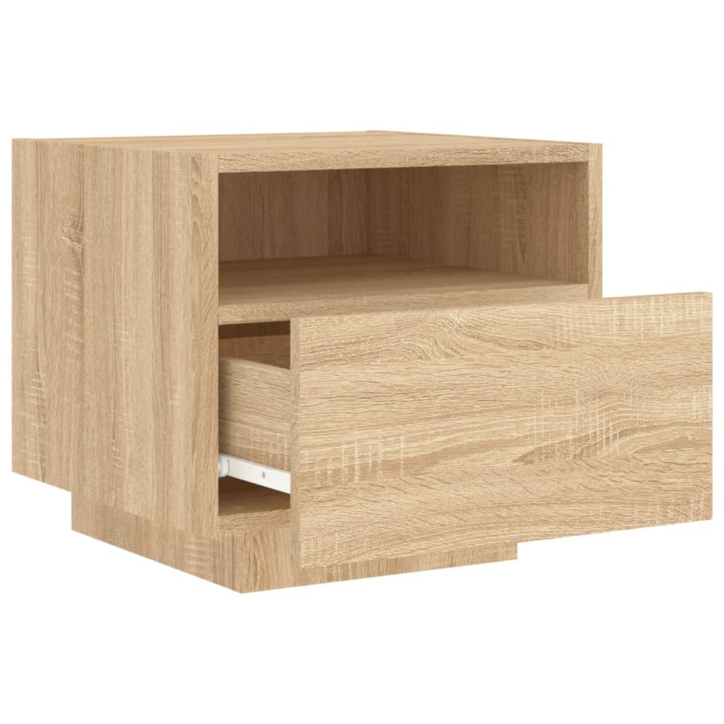 vidaXL Mesa de cabeceira com luzes LED 40x39x37 cm carvalho sonoma