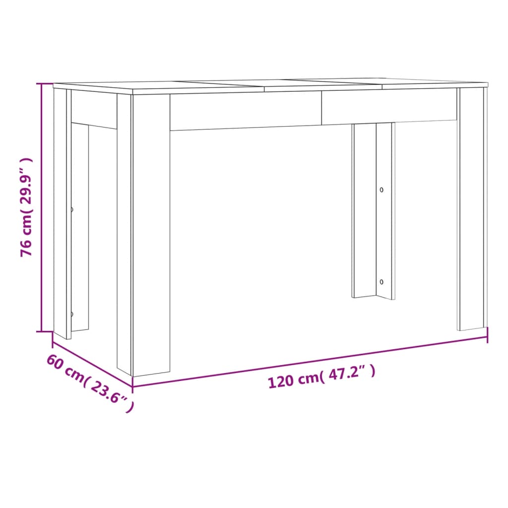 vidaXL Mesa de jantar 120x60x76 cm madeira processada carvalho fumado