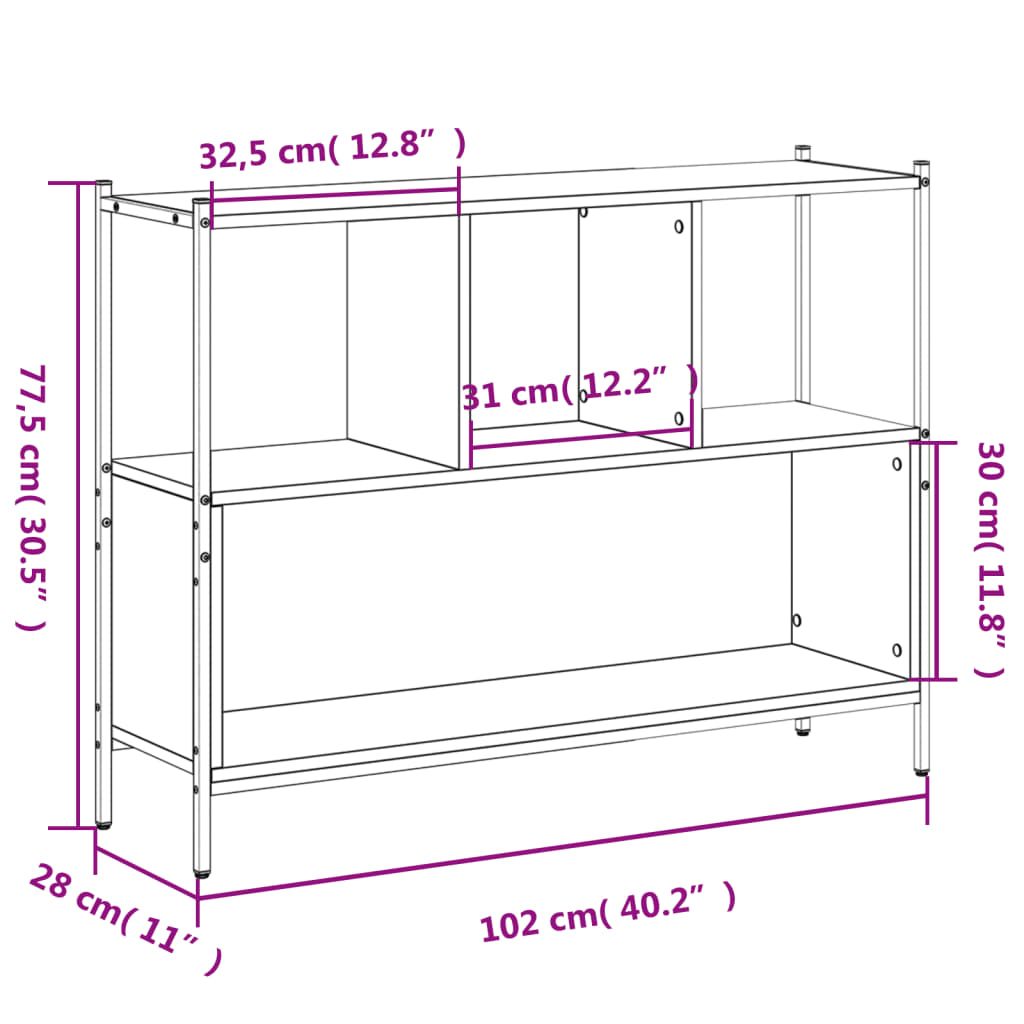 vidaXL Estante 102x28x77,5 cm derivados de madeira preto