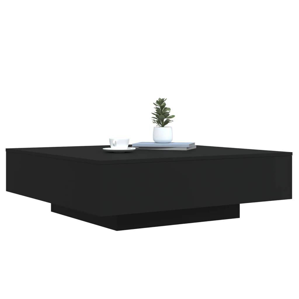 vidaXL Mesa de centro com luzes LED 100x100x31 cm preto