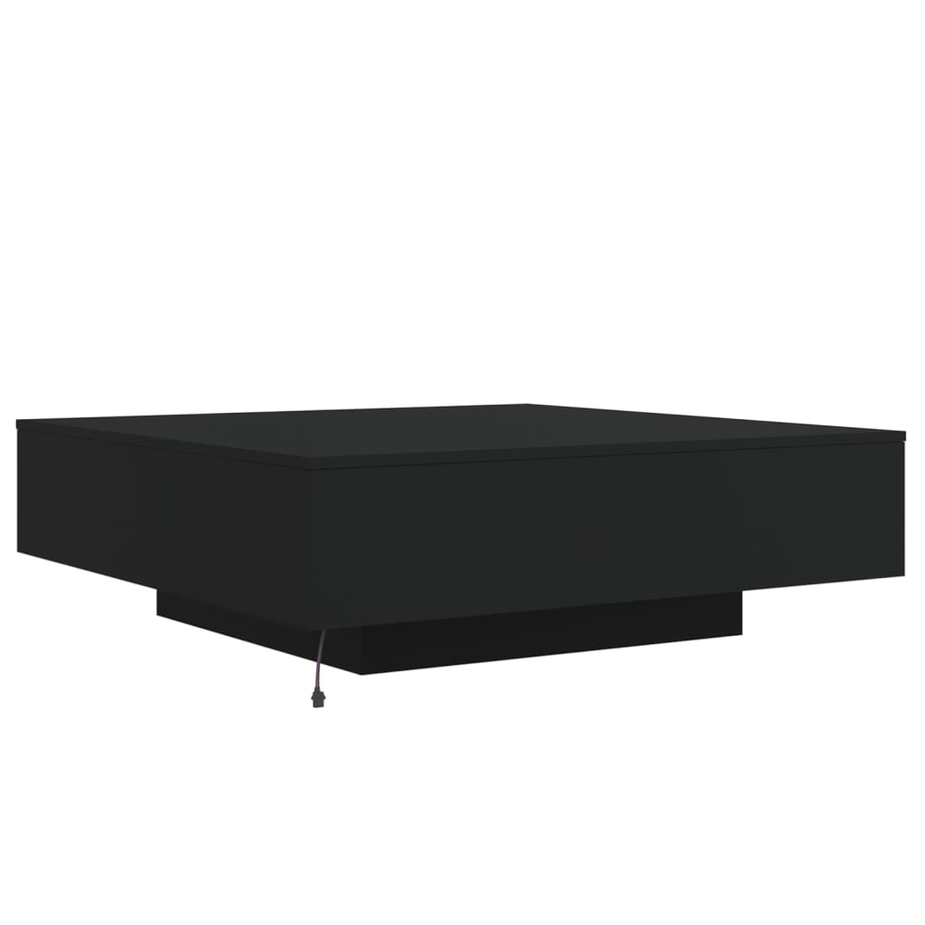 vidaXL Mesa de centro com luzes LED 100x100x31 cm preto