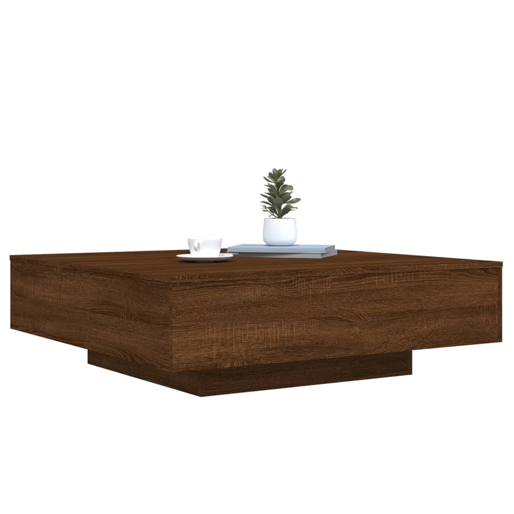 vidaXL Mesa de centro com luzes LED 100x100x31 cm carvalho castanho