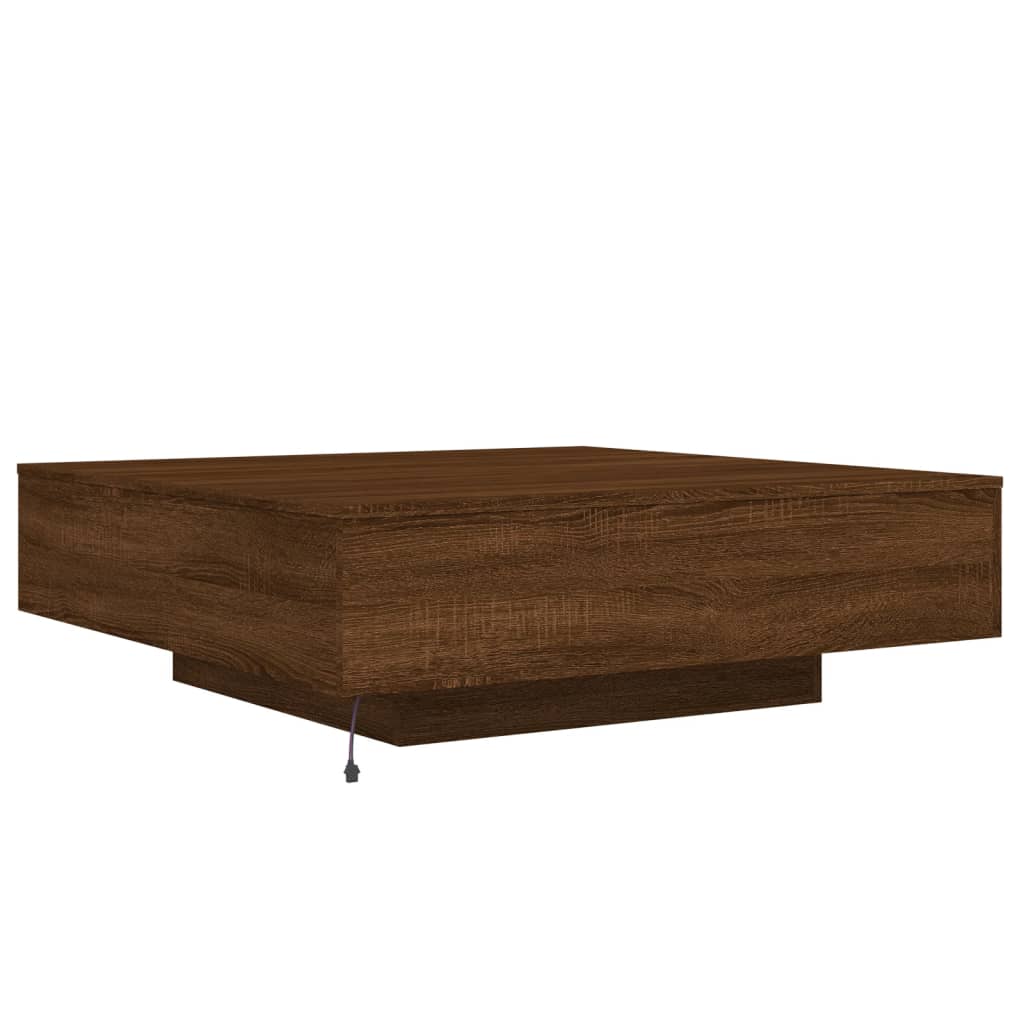 vidaXL Mesa de centro com luzes LED 100x100x31 cm carvalho castanho