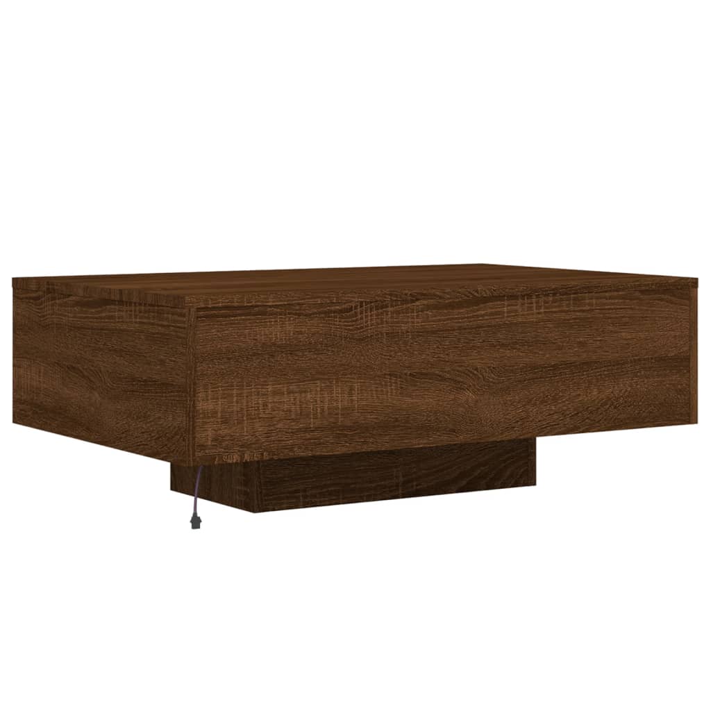 vidaXL Mesa de centro com luzes LED 85x55x31 cm carvalho castanho