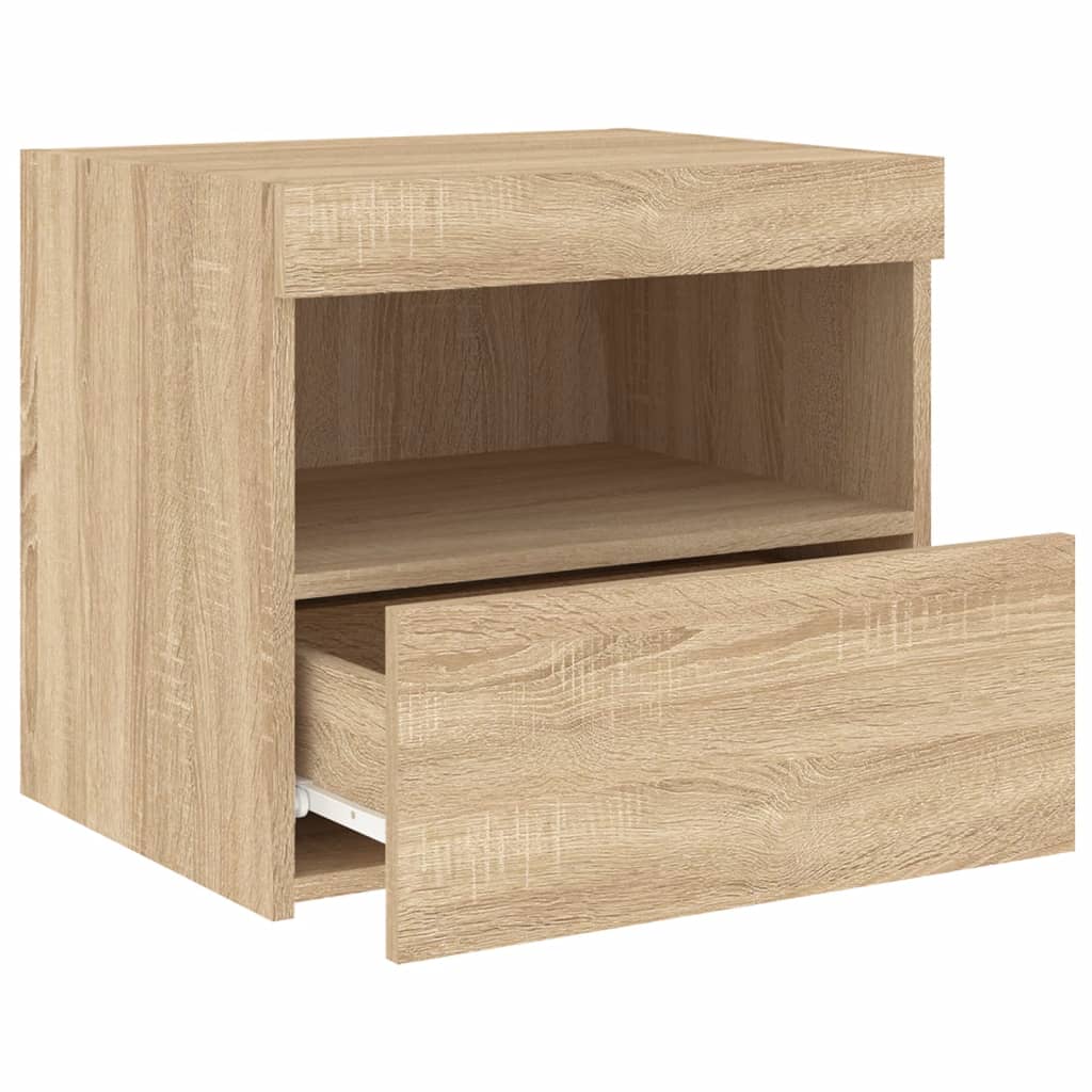 vidaXL Mesa de cabeceira com luzes LED 50x40x45 cm carvalho sonoma