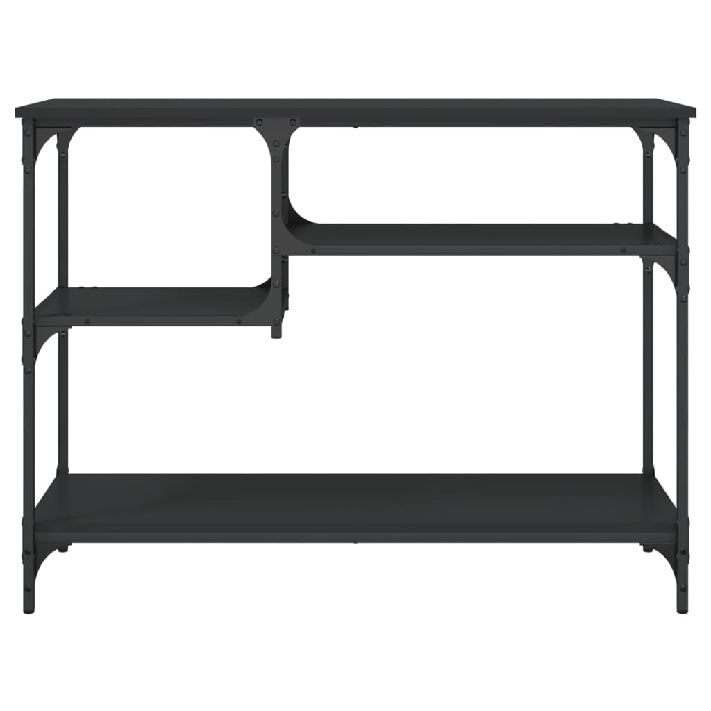 vidaXL Mesa consola c/ prateleiras 100x35x75 cm preto