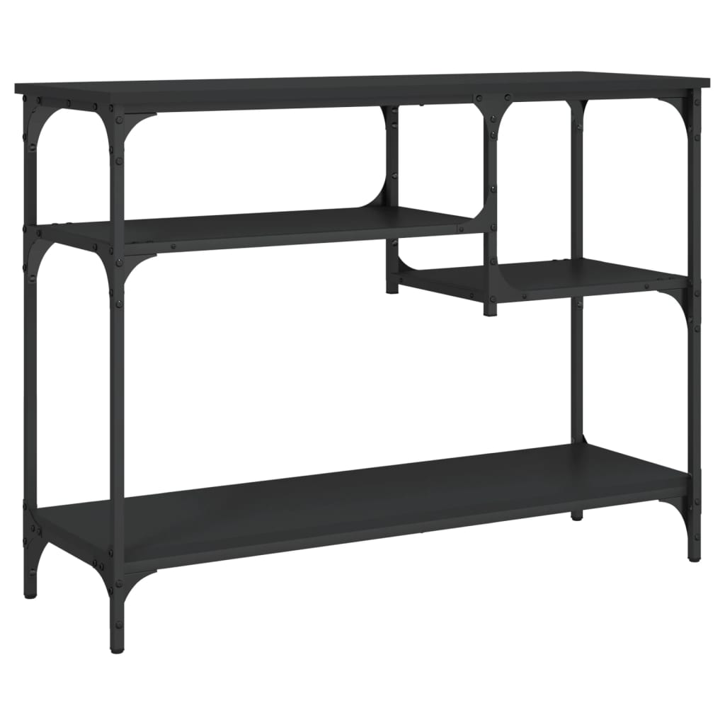 vidaXL Mesa consola c/ prateleiras 100x35x75 cm preto