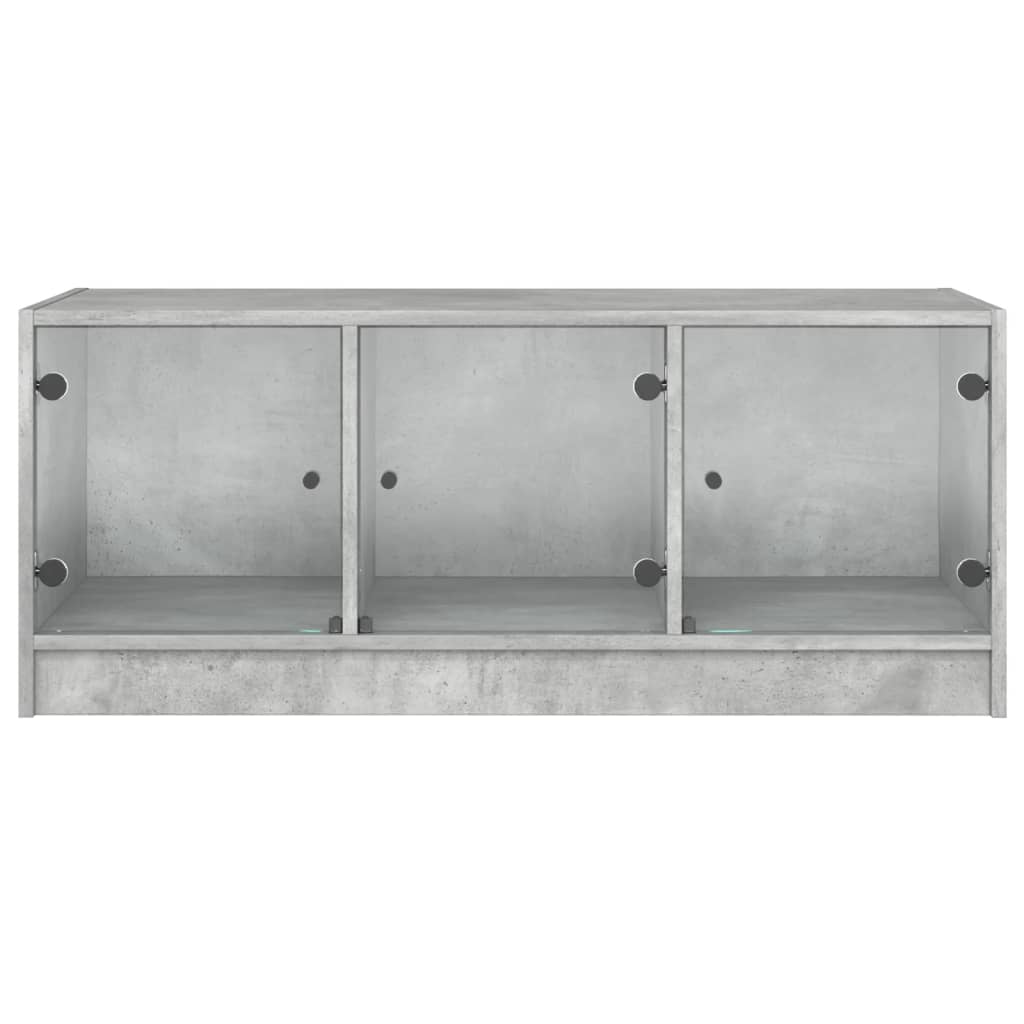 vidaXL Mesa de centro c/ portas de vidro 102x50x42 cm cinza cimento