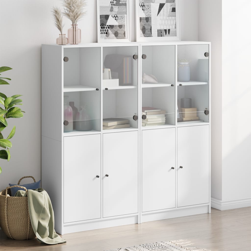 vidaXL Estante c/ portas 136x37x142 cm derivados de madeira branco