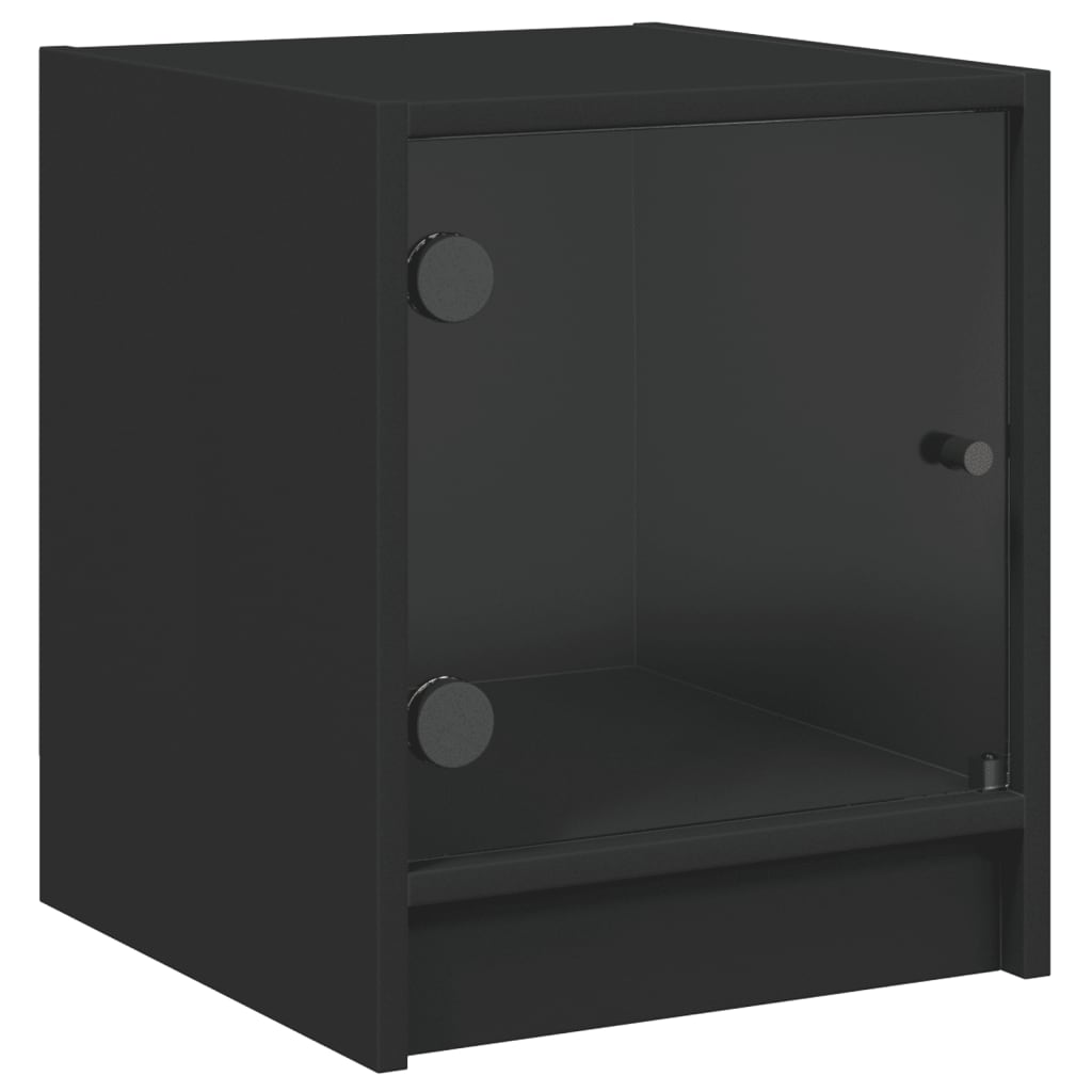 vidaXL Mesas de cabeceira c/ portas de vidro 2 pcs 35x37x42 cm preto