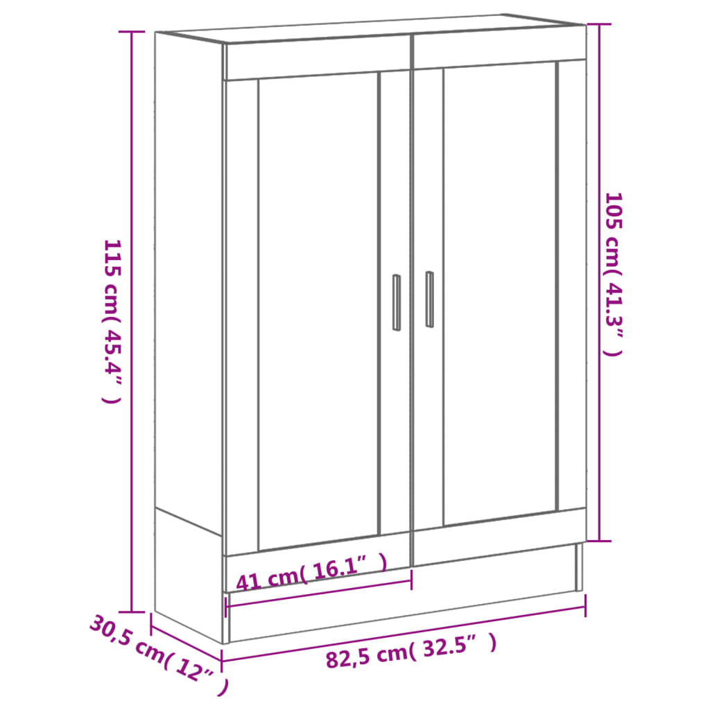 vidaXL Estante 82,5x30,5x115 cm derivados de madeira cinzento sonoma