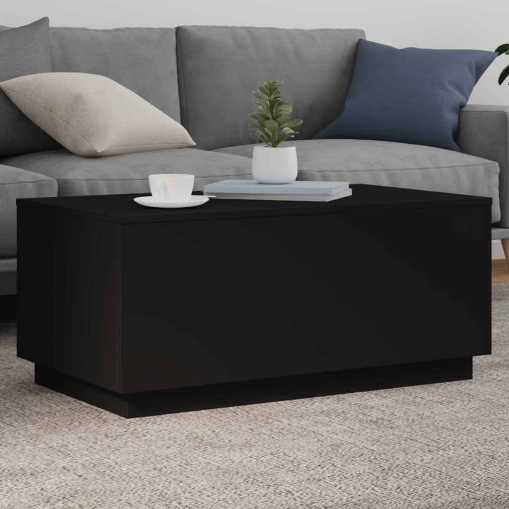 vidaXL Mesa de centro com luzes LED 90x50x40 cm preto