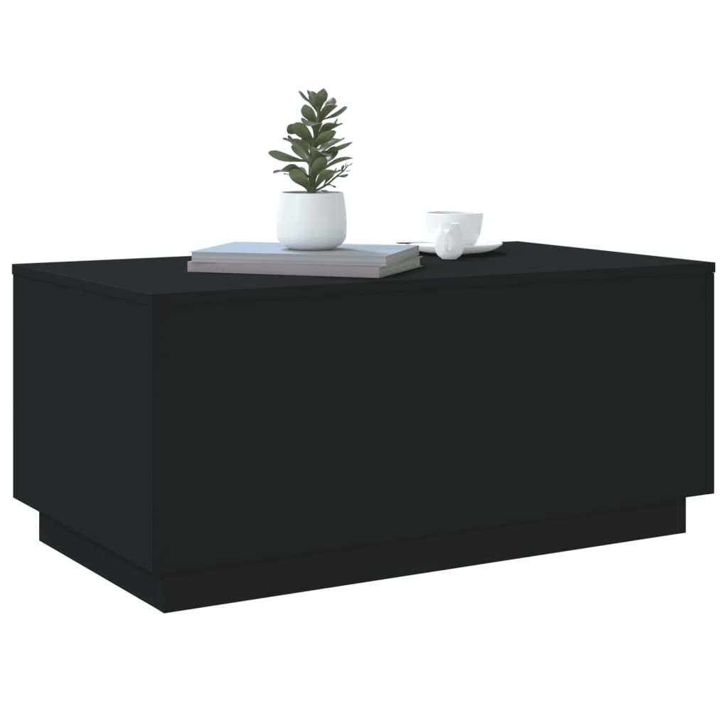 vidaXL Mesa de centro com luzes LED 90x50x40 cm preto