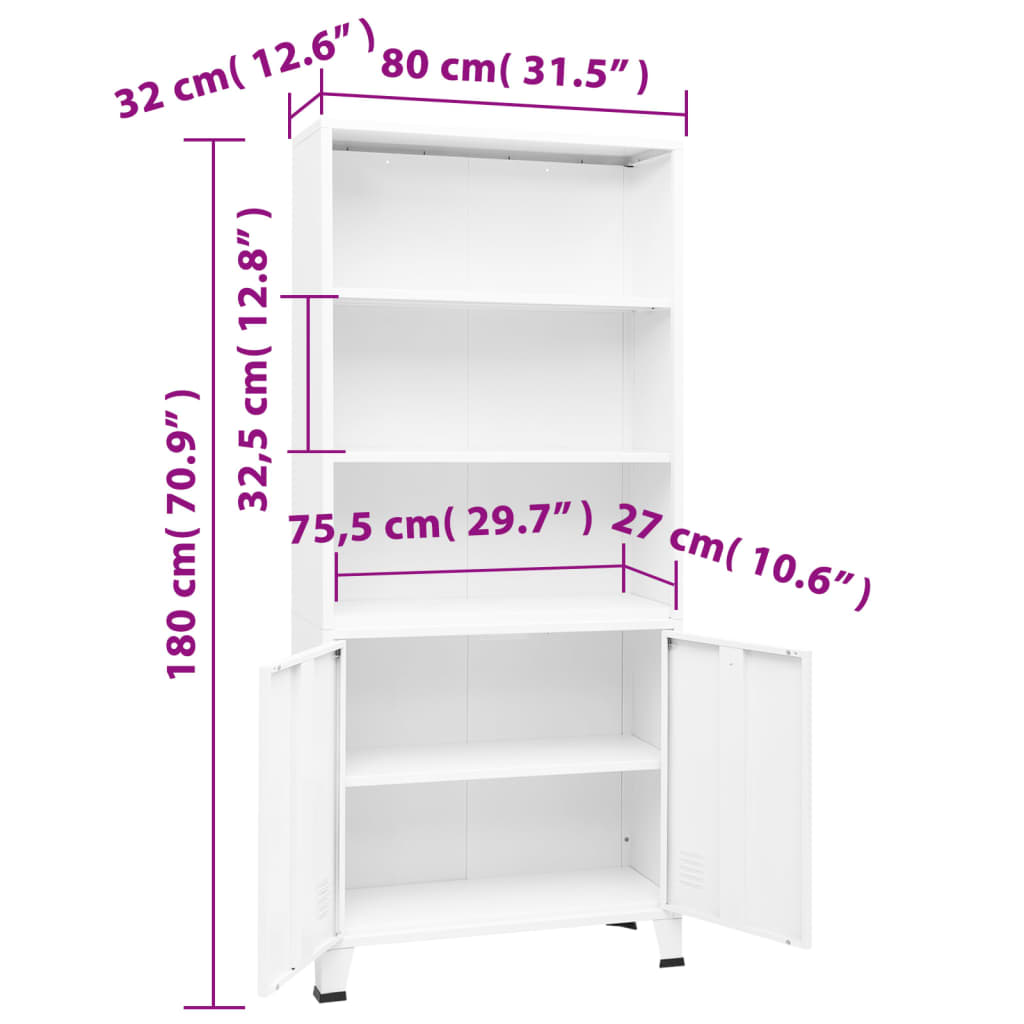 vidaXL Estante industrial 80x32x180 cm aço branco