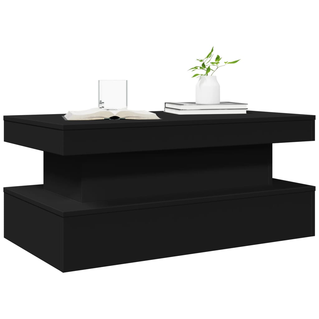 vidaXL Mesa de centro com luzes LED 90x50x40 cm preto