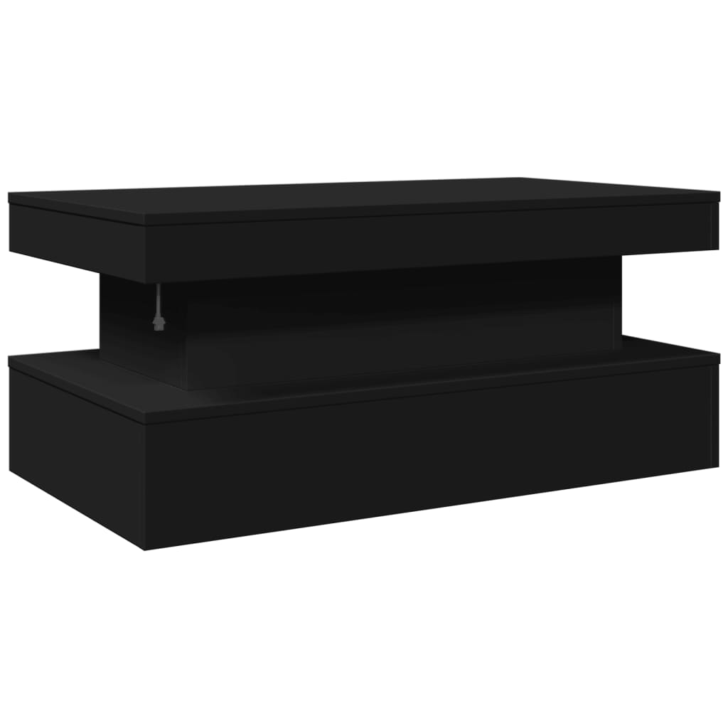 vidaXL Mesa de centro com luzes LED 90x50x40 cm preto