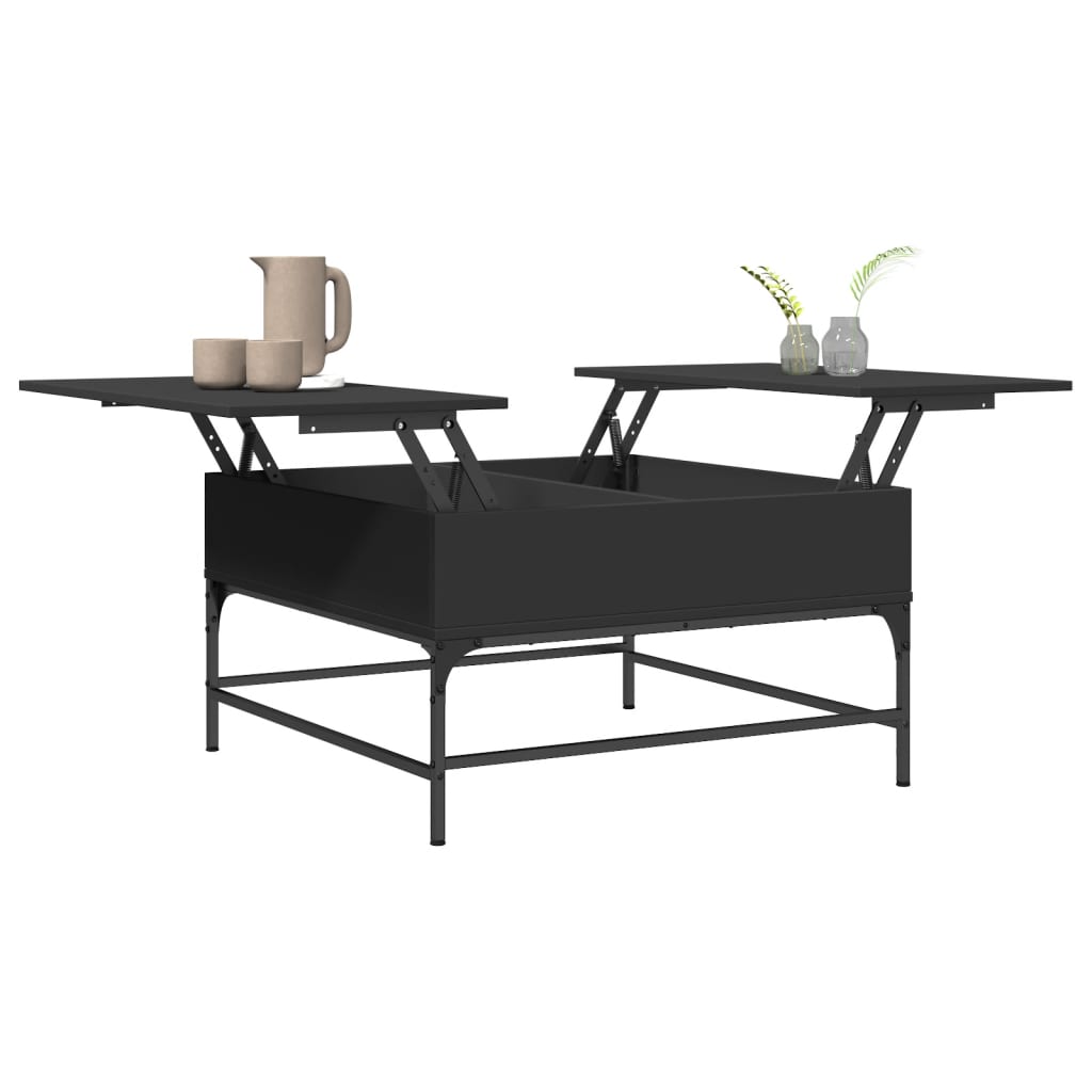 vidaXL Mesa de centro 80x80x45 cm derivados de madeira/metal preto