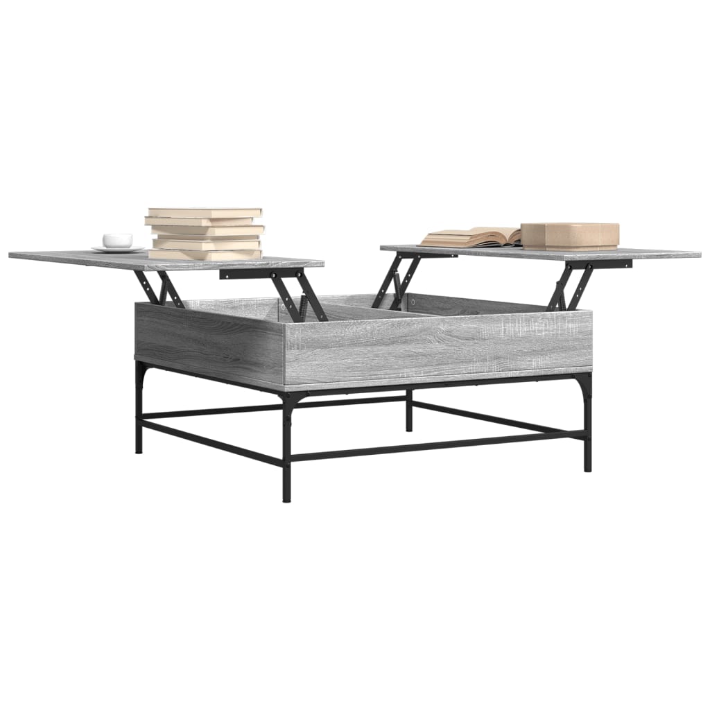 vidaXL Mesa de centro 95x95x45 cm derivados madeira/metal cinza sonoma