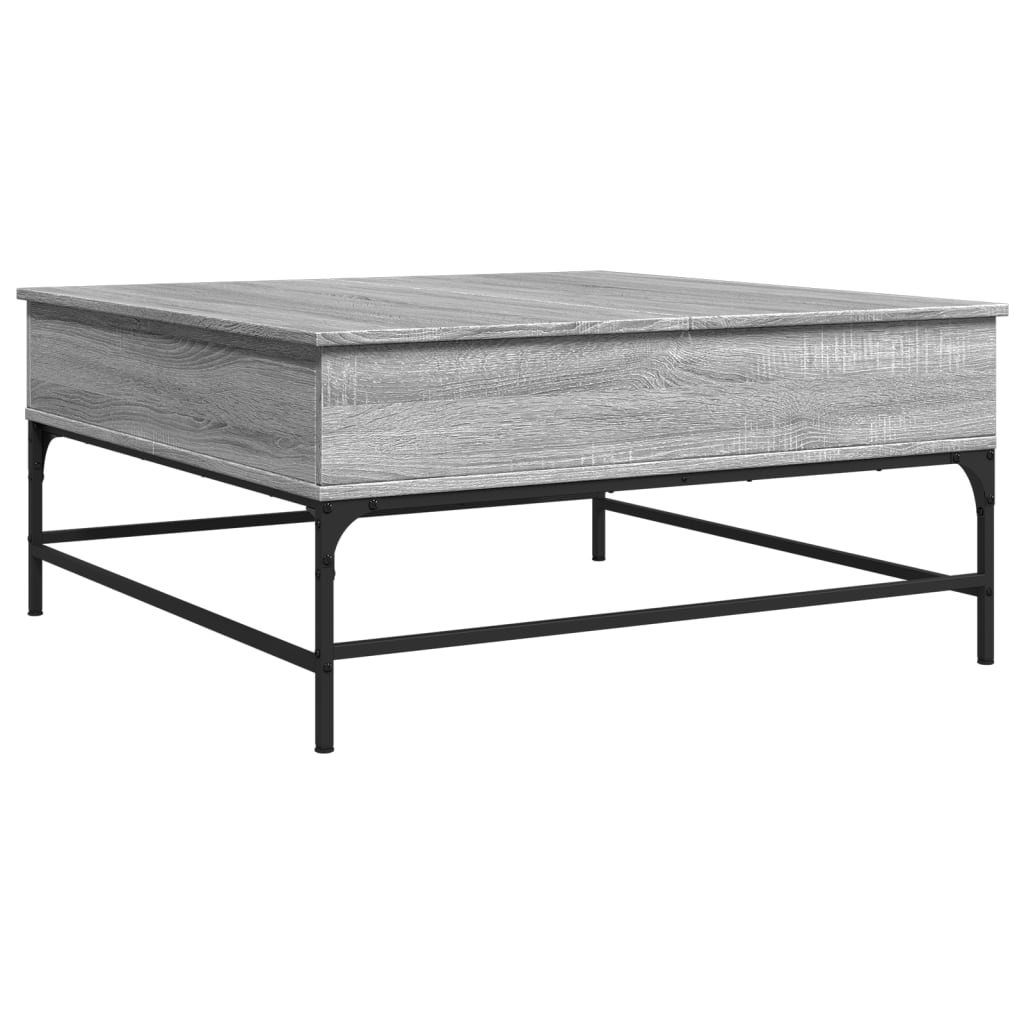 vidaXL Mesa de centro 95x95x45 cm derivados madeira/metal cinza sonoma