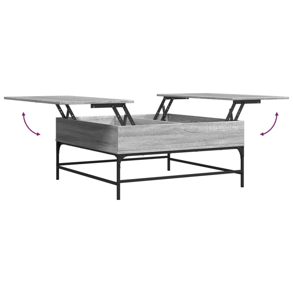 vidaXL Mesa de centro 95x95x45 cm derivados madeira/metal cinza sonoma