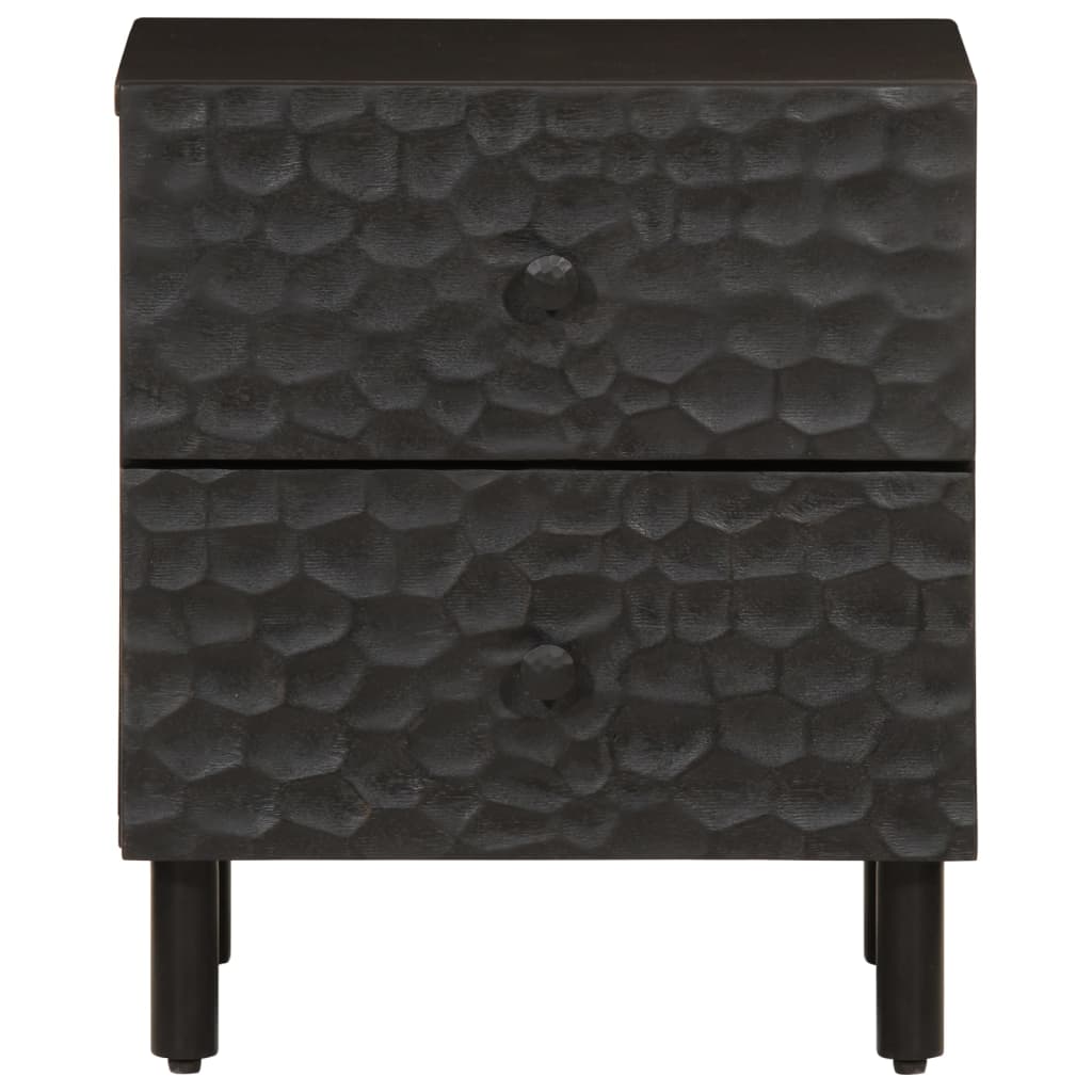 vidaXL Mesas de cabeceira 2 pcs 40x33x46 cm mangueira maciça preto