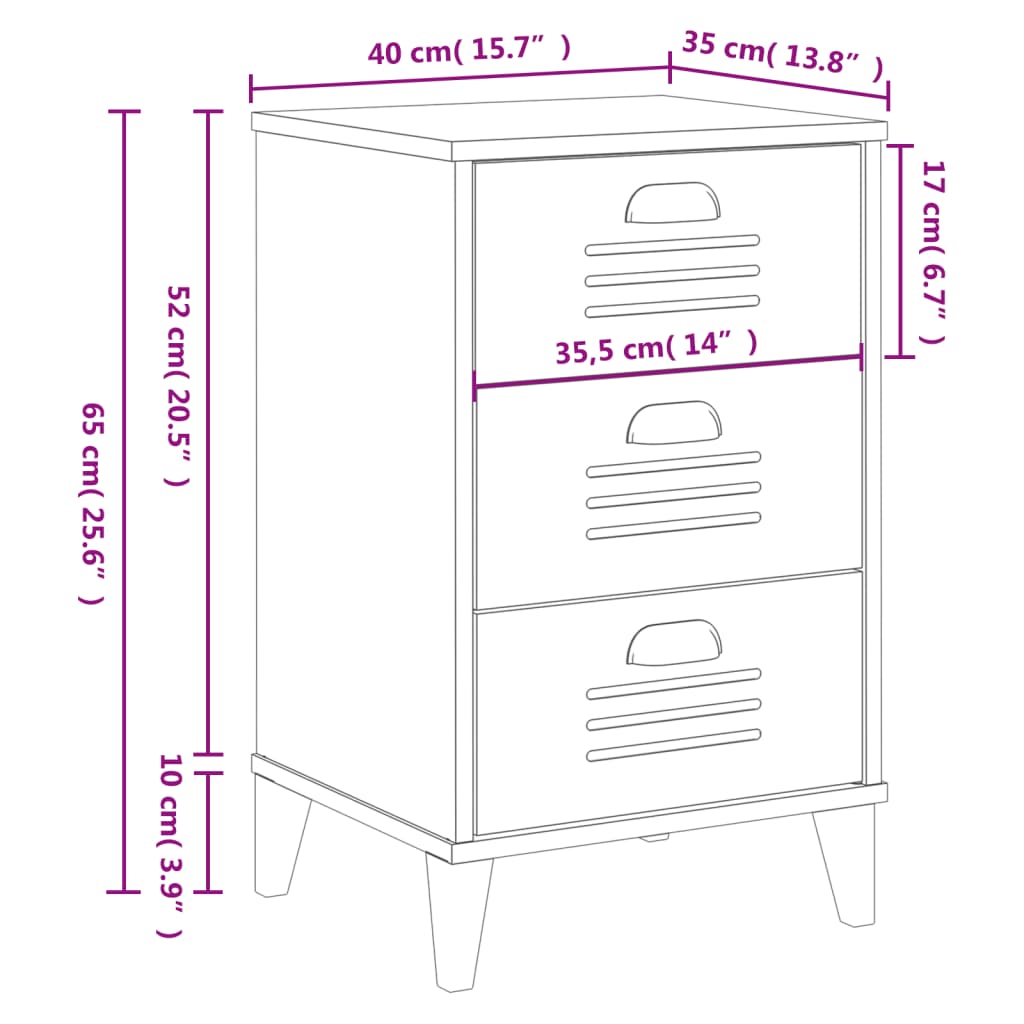 vidaXL Mesa de cabeceira VIKEN derivados de madeira branco