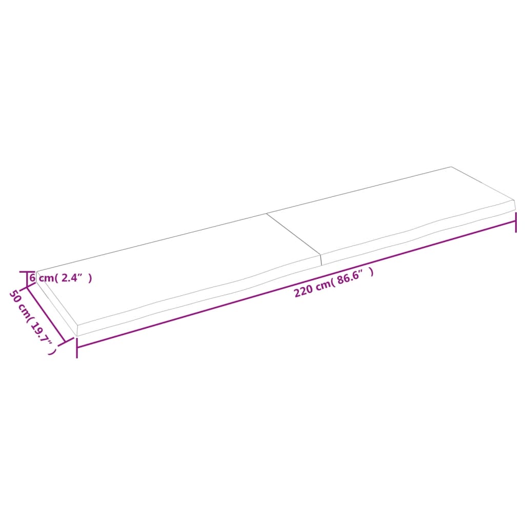 vidaXL Prateleira de parede 220x50x(2-6) cm carvalho tratado castanho