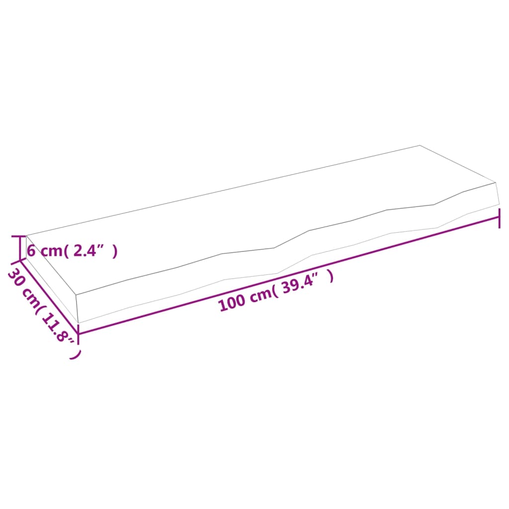 vidaXL Prateleira de parede 100x30x(2-6)cm carvalho maciço não tratado