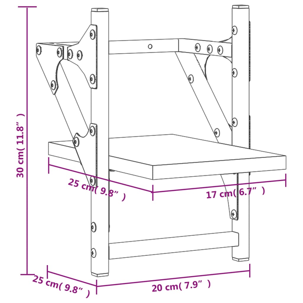 vidaXL Prateleiras de parede c/ barras 2pcs 20x25x30cm carvalho sonoma