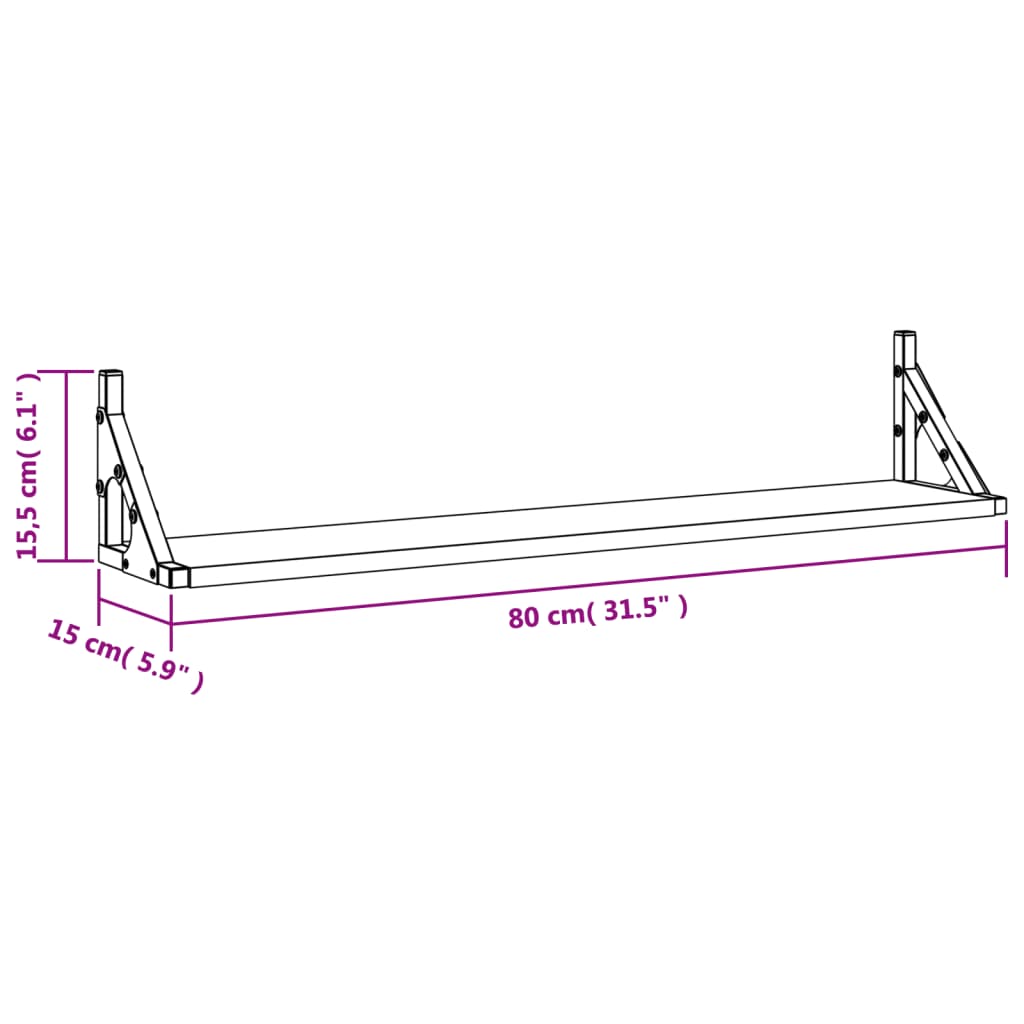 vidaXL Prateleiras de parede 2pcs derivados de madeira cinzento sonoma