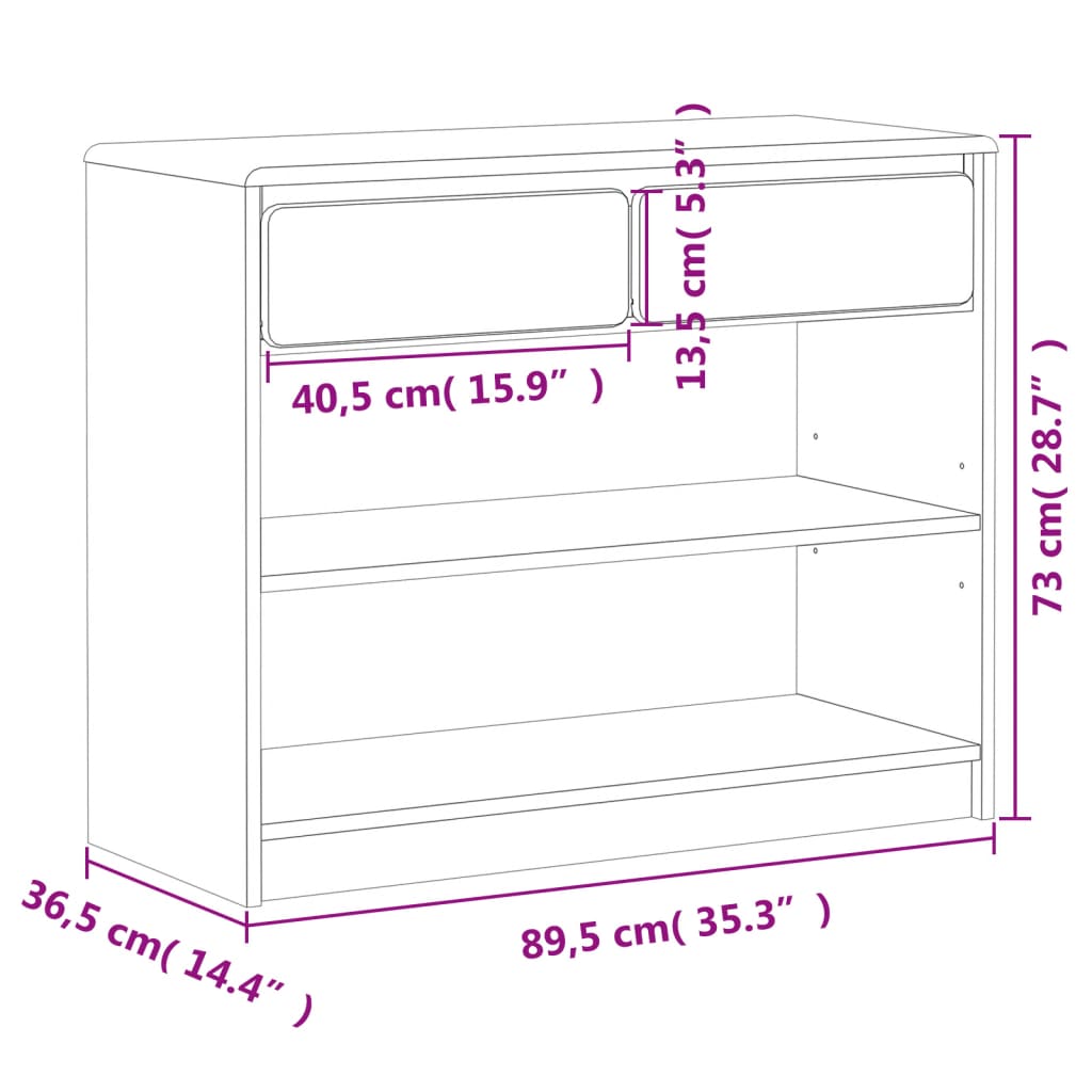 vidaXL Mesa consola SAUDA 89,5x36,5x73 cm pinho maciço cor carvalho