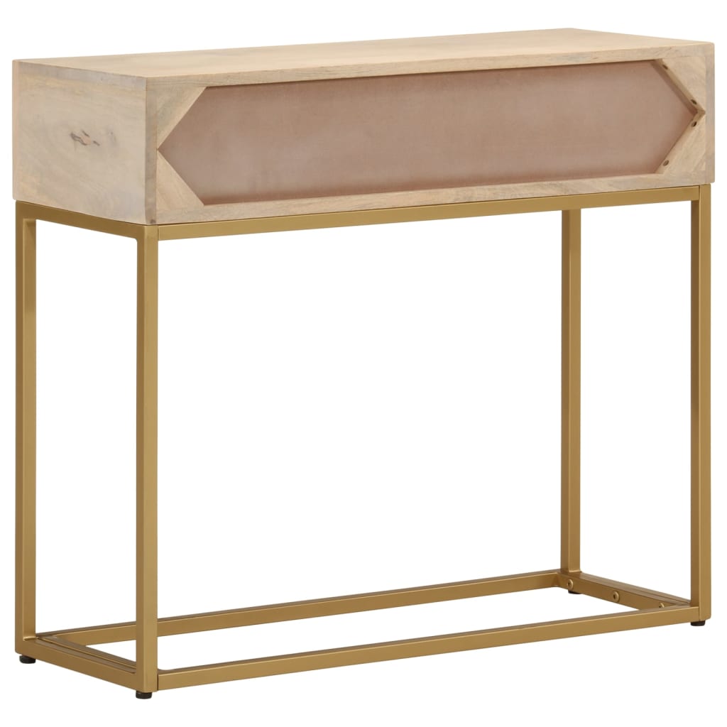 vidaXL Mesa consola 90x30x76 cm madeira de mangueira maciça e ferro