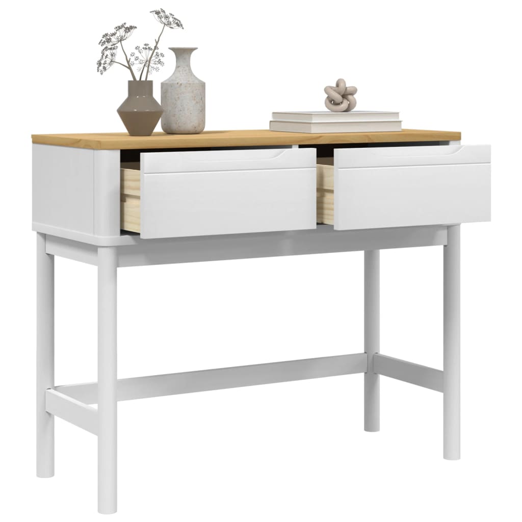 vidaXL Mesa consola FLORO 89,5x36,5x73 cm pinho maciço branco